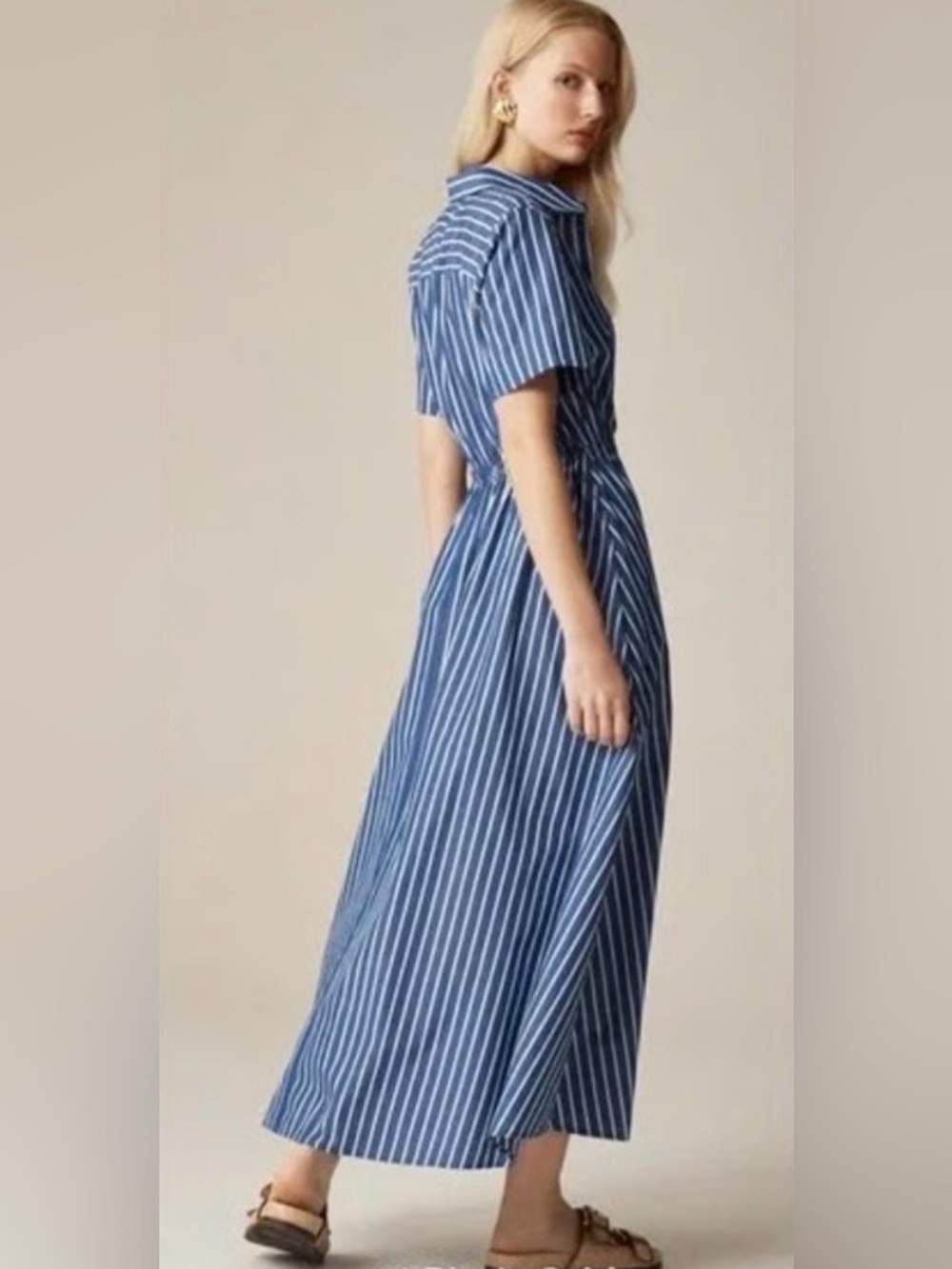 St. John's Bay Blue and White Striped Maxi Shirt Dress